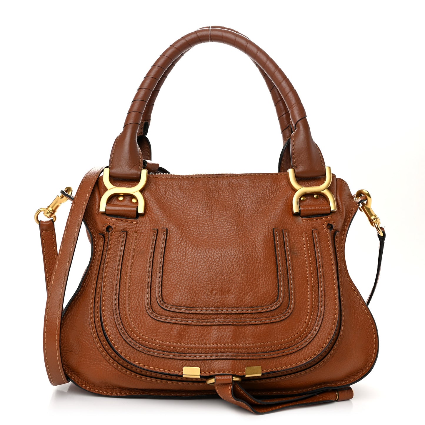 Calfskin Small Marcie Satchel Tan