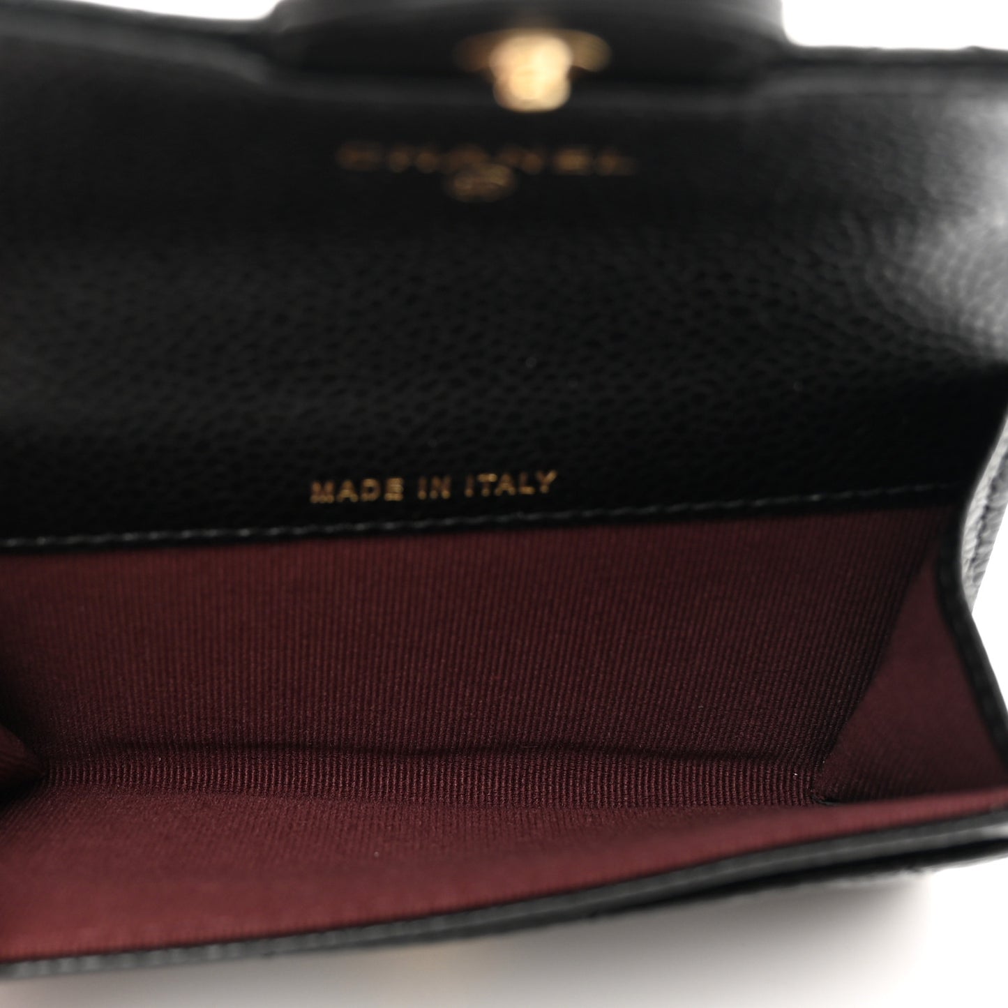 Caviar Quilted Flap Card Holder Wallet Black