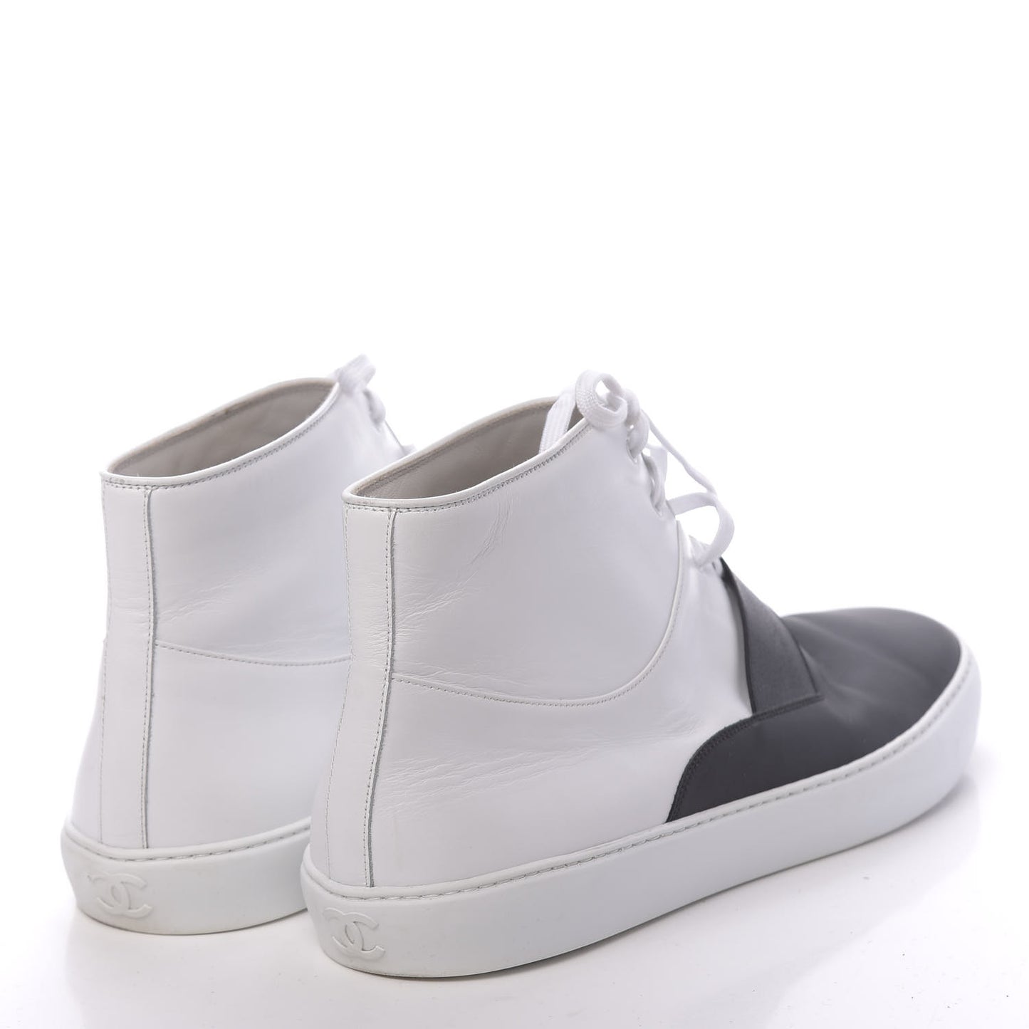 Calfskin Mens High Top Sneakers 45 White Black
