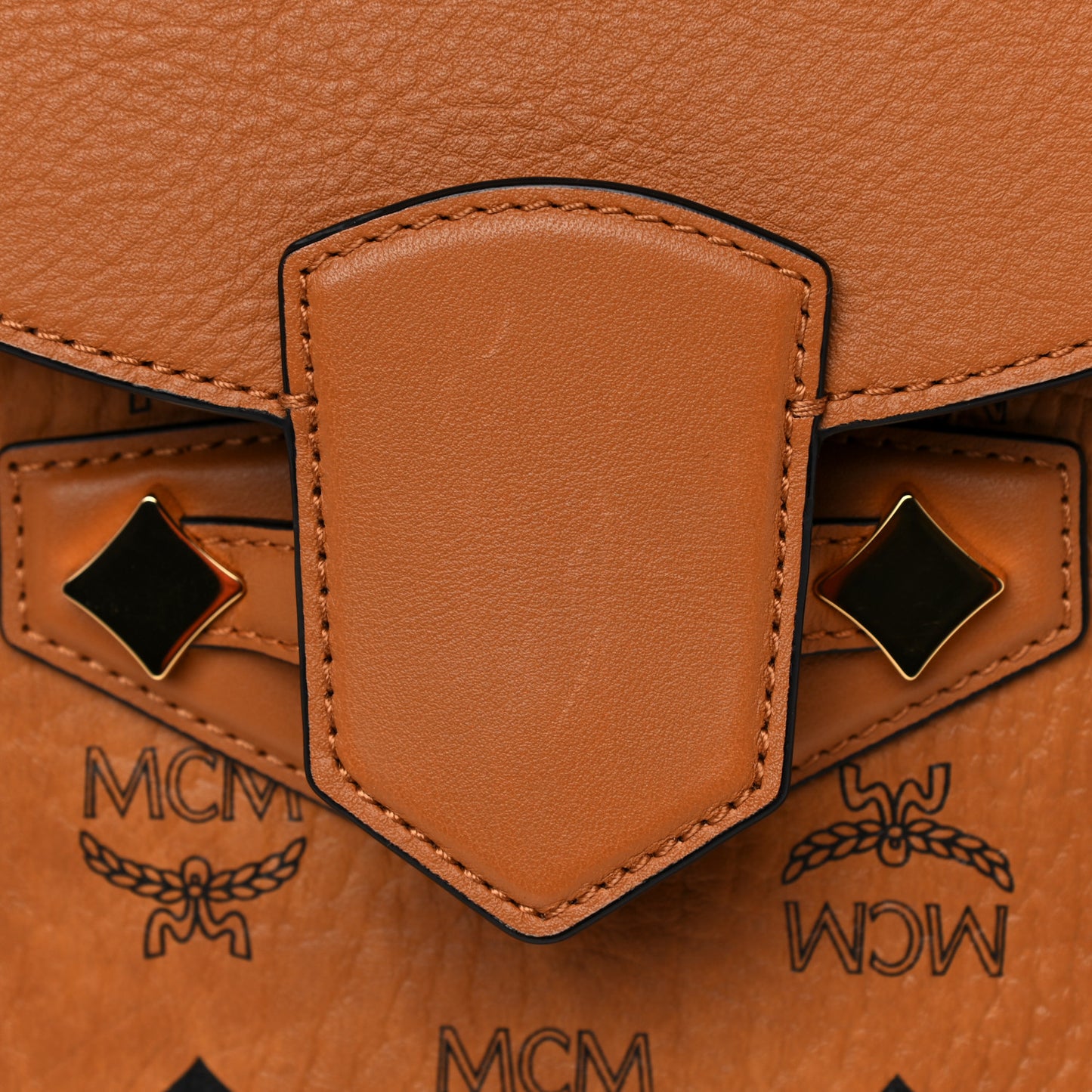 Calfskin Essential Visetos Small Backpack Cognac