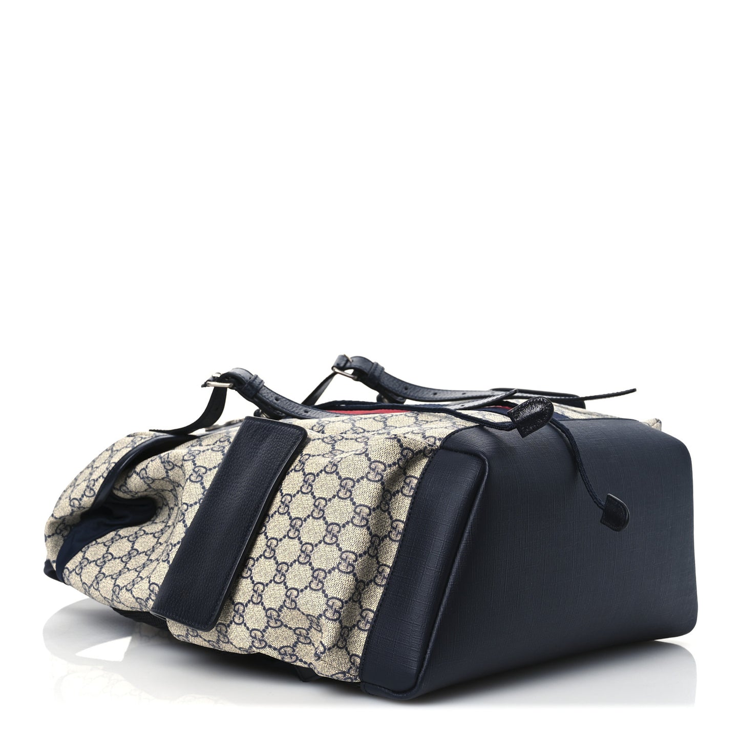 GG Supreme Monogram Medium Ophidia Double Buckle Backpack Beige Blue Black