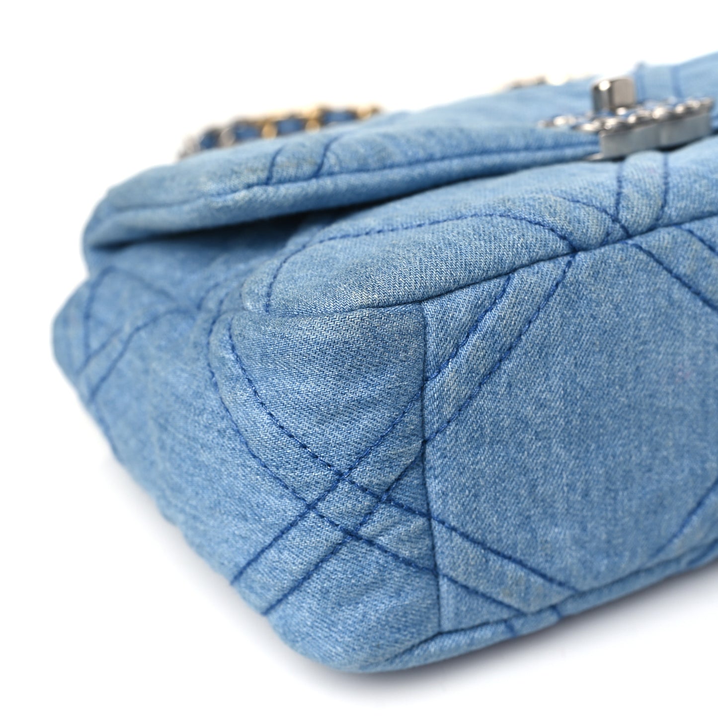 Denim Quilted Medium Chanel 19 Flap Blue
