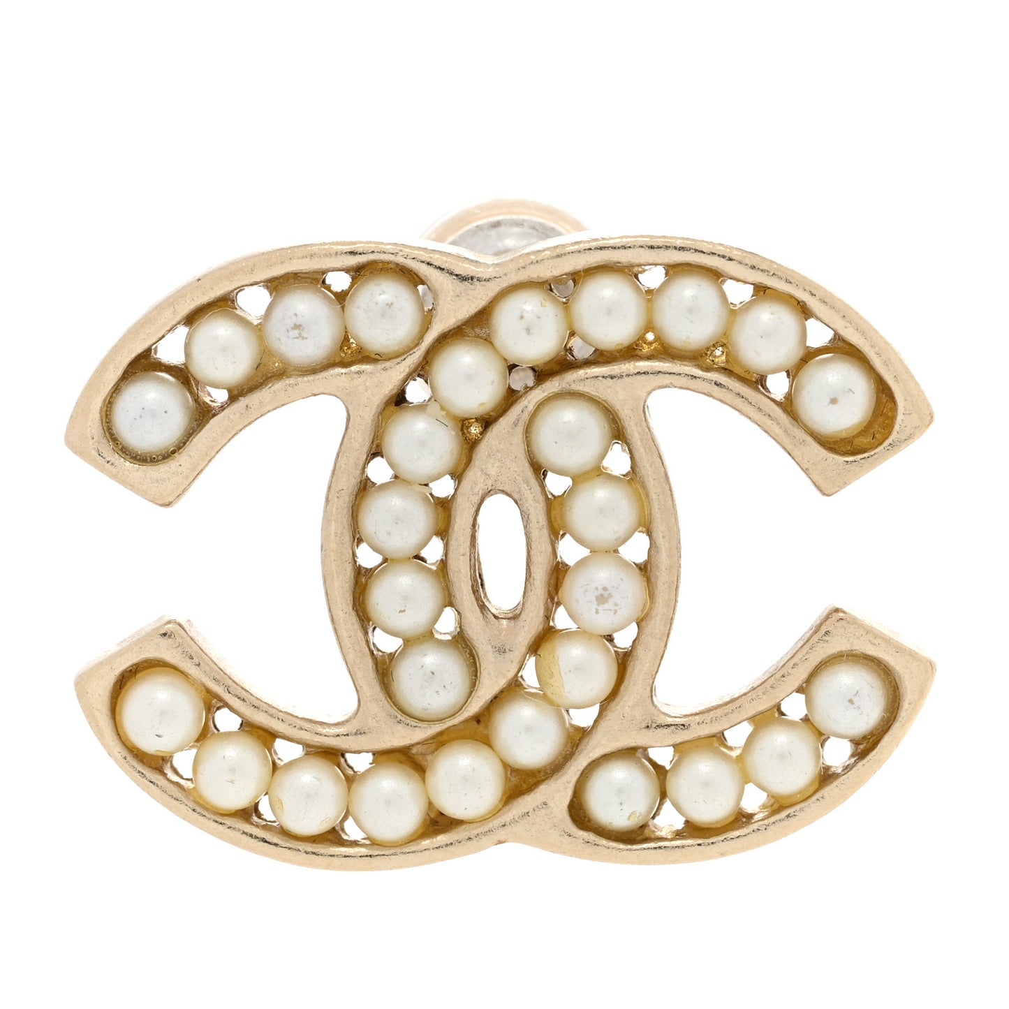 Pearl CC Stud Earrings Gold