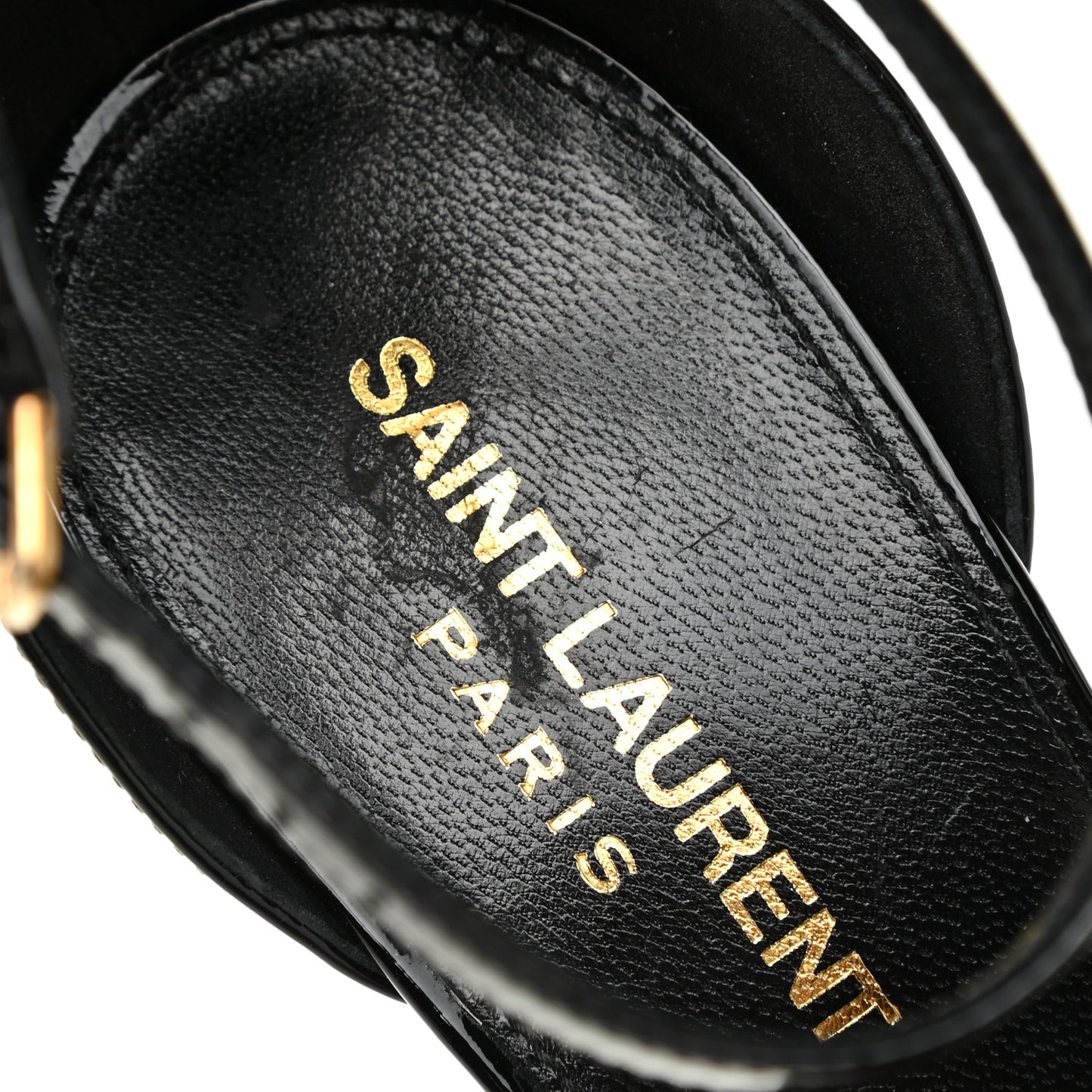 Patent Calfskin Amber 105 Ankle Strap Sandals 38.5 Black