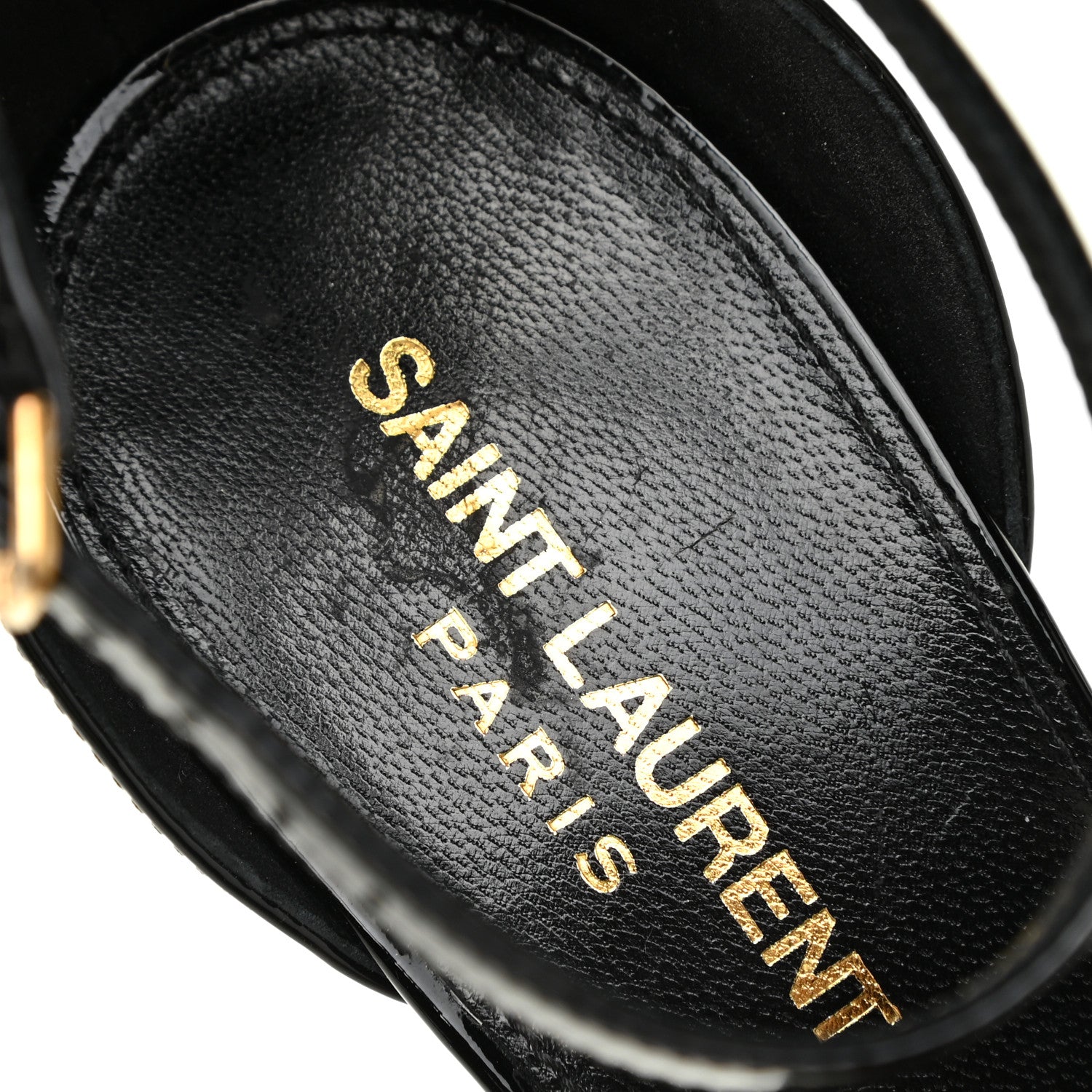 Saint Laurent Patent Calfskin Amber 105 Ankle Strap Sandals 38.5 Black 15 of 16