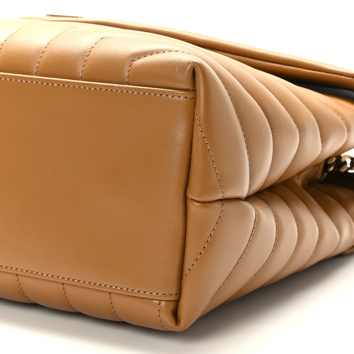 Calfskin Y Quilted Monogram Medium Loulou Chain Satchel Dark Natural