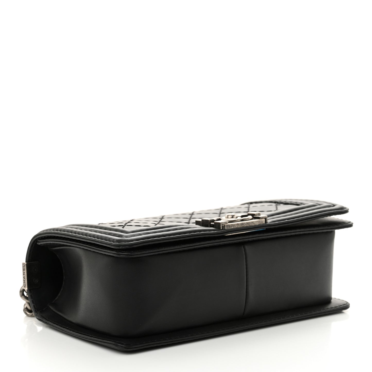 Calfskin Stitched Medium Boy Flap Black