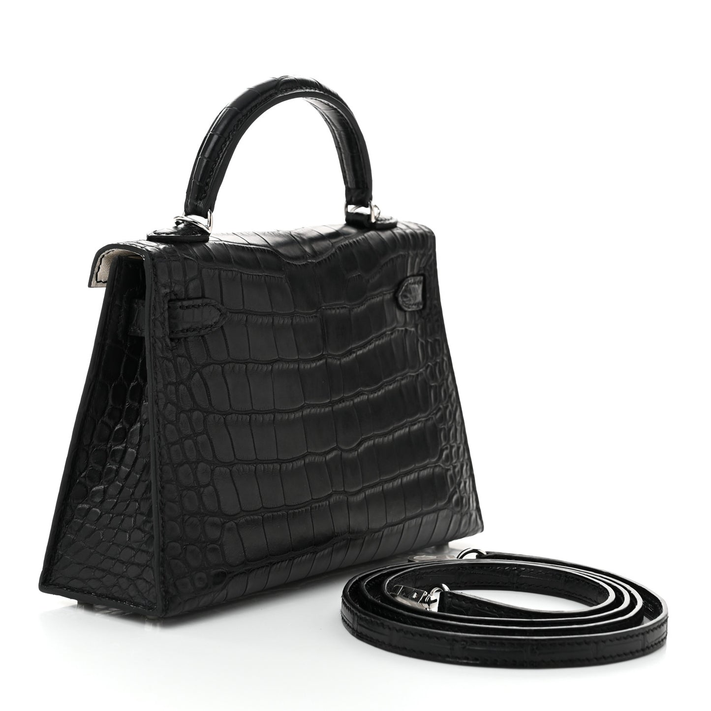 Matte Alligator Horseshoe Mini Kelly Sellier 20 Black Nata