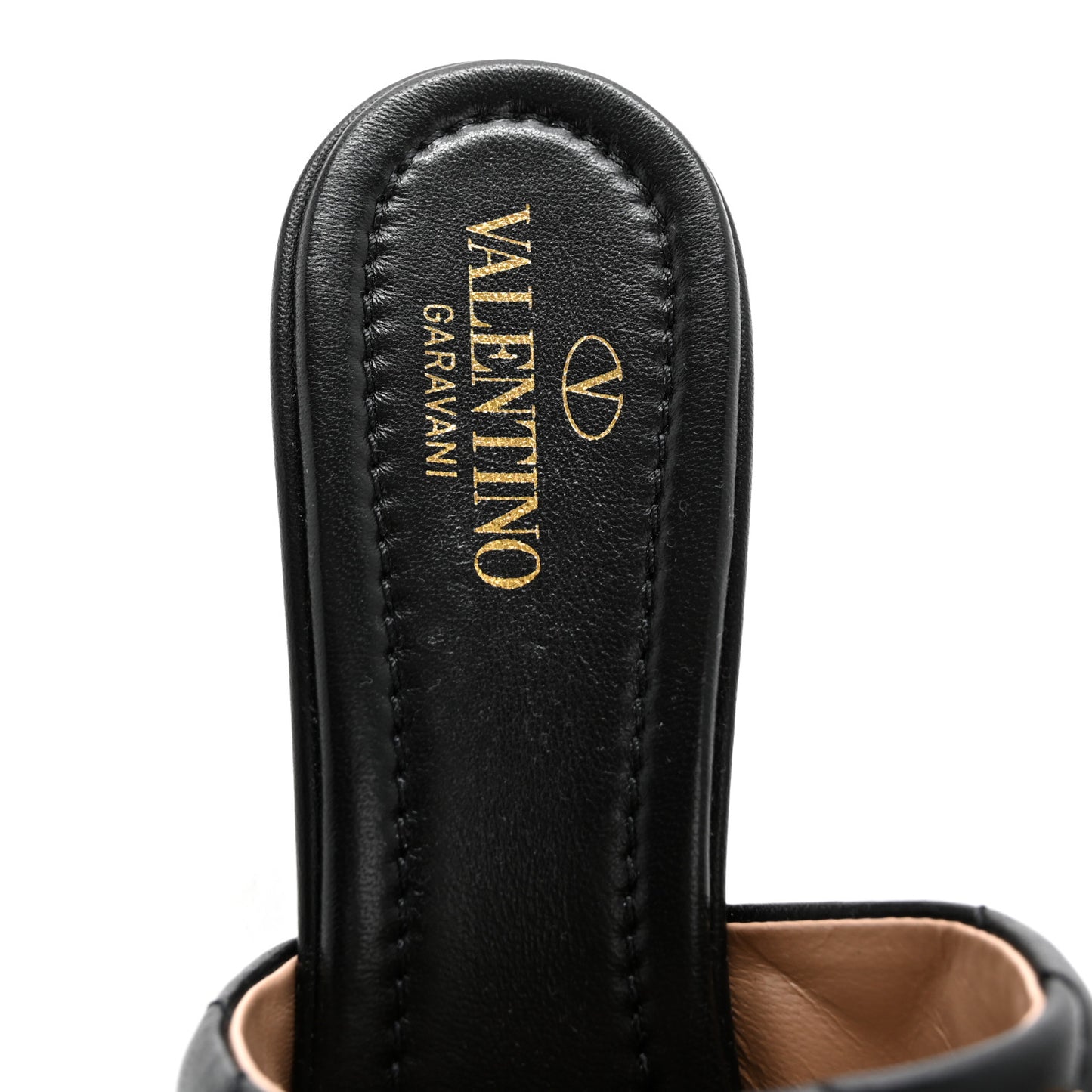 Nappa Quilted Roman Stud 65mm Slide Sandals 38 Black