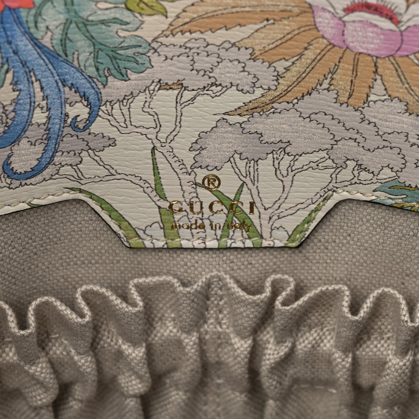 New Shangai Calfskin Tiger Savanah Mini Horsebit 1955 Foldover Top Handle Bag Chalky White Multicolor