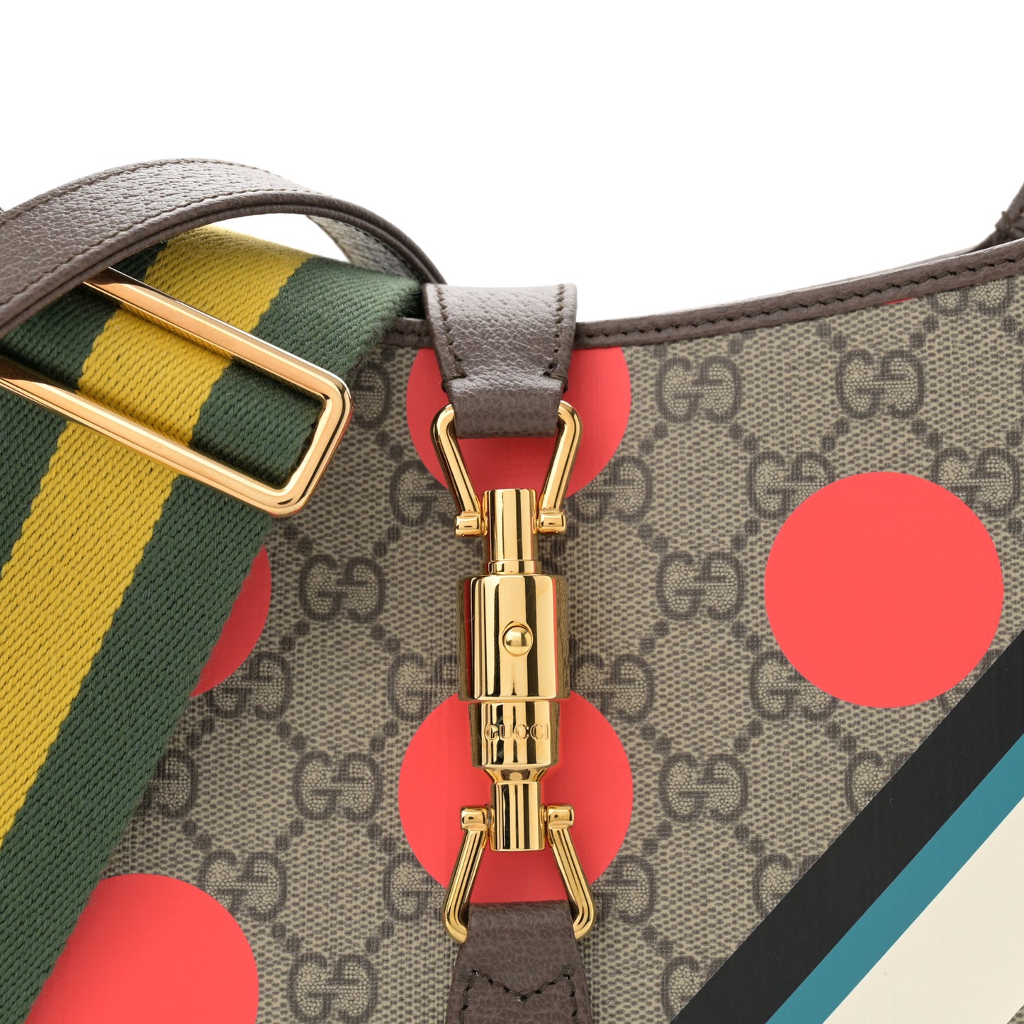GG Supreme Monogram Web Geometric Small Jackie 1961 Beige Multicolor Brown Sugar