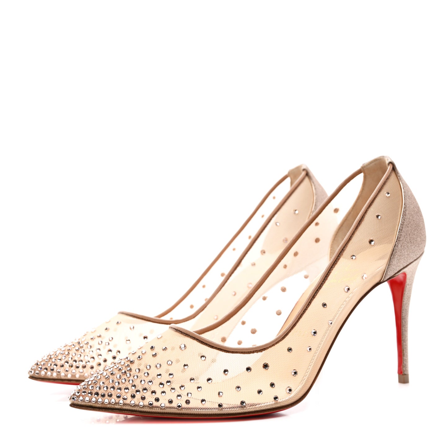 Suede Lame Crystal Strass Follies 85 Pumps 39 Light Silk