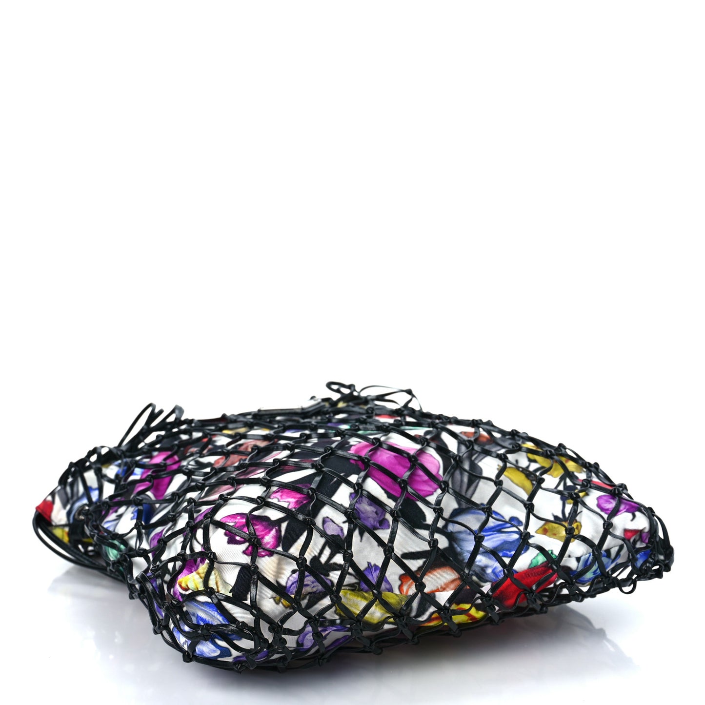 Tessuto Nylon Floral Print Net Tote Black Multicolor