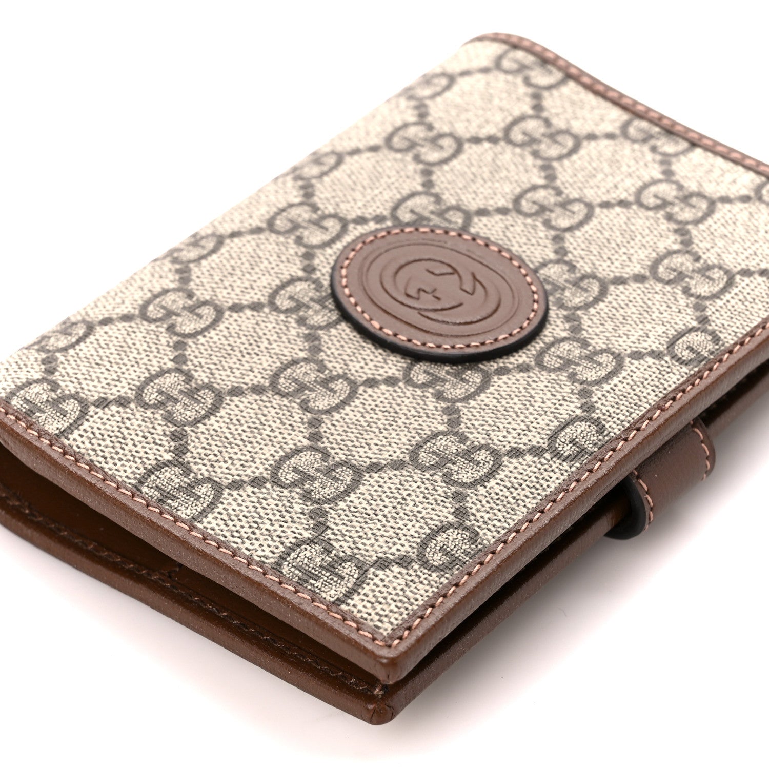 Gucci GG Supreme Monogram Azalea Calfskin Retro Interlocking G Passport Case Beige Red 11 of 11