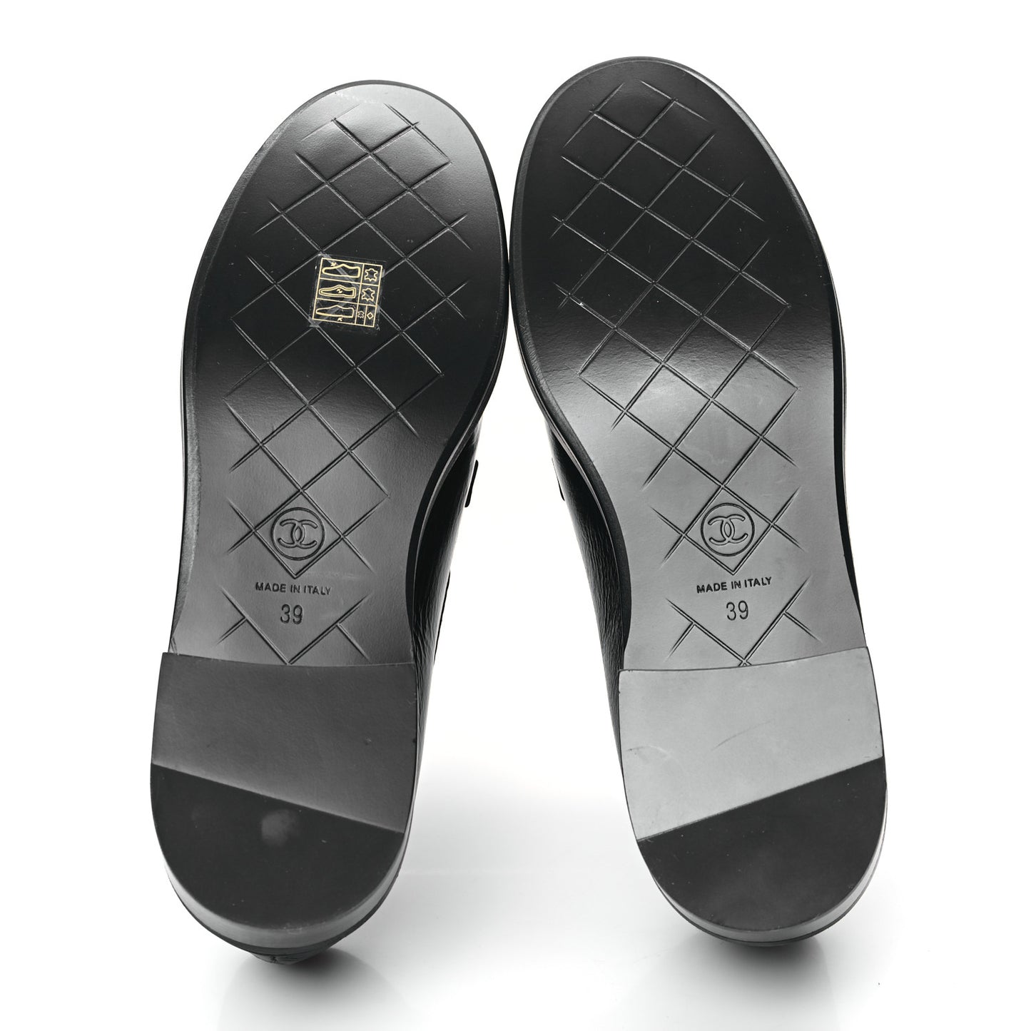 Crumpled Lambskin Quilted CC Turnlock Loafers 39 Black