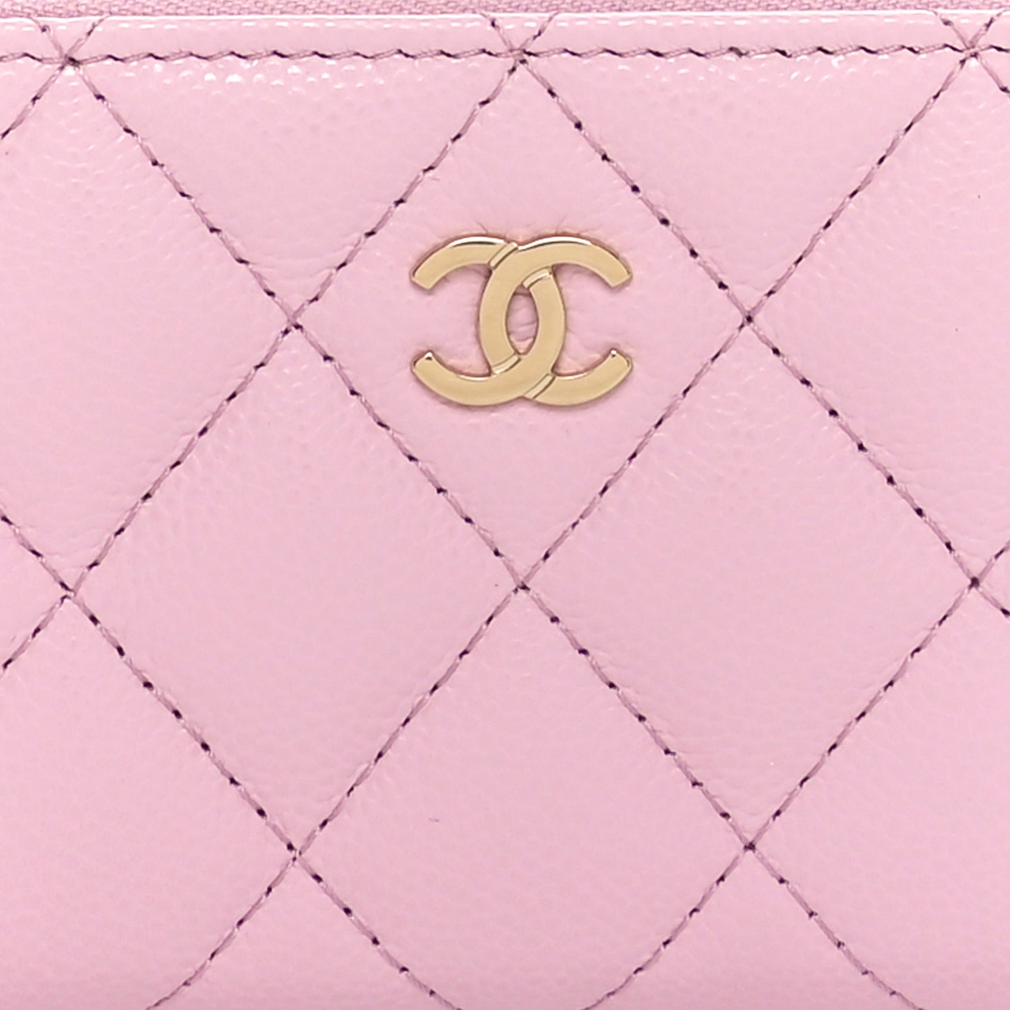 Caviar Quilted Zip Coin Purse Light Pink