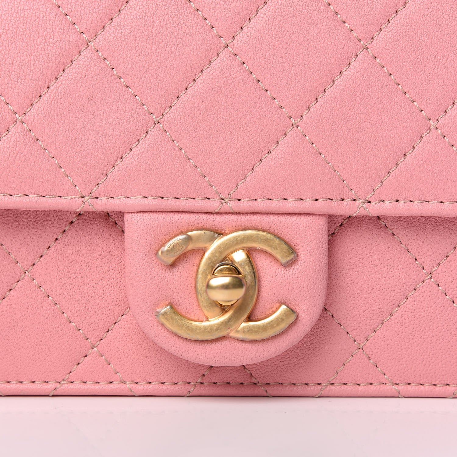 Chanel Lambskin Quilted Pearl Chain Flap Bag Pink 8 of 14
