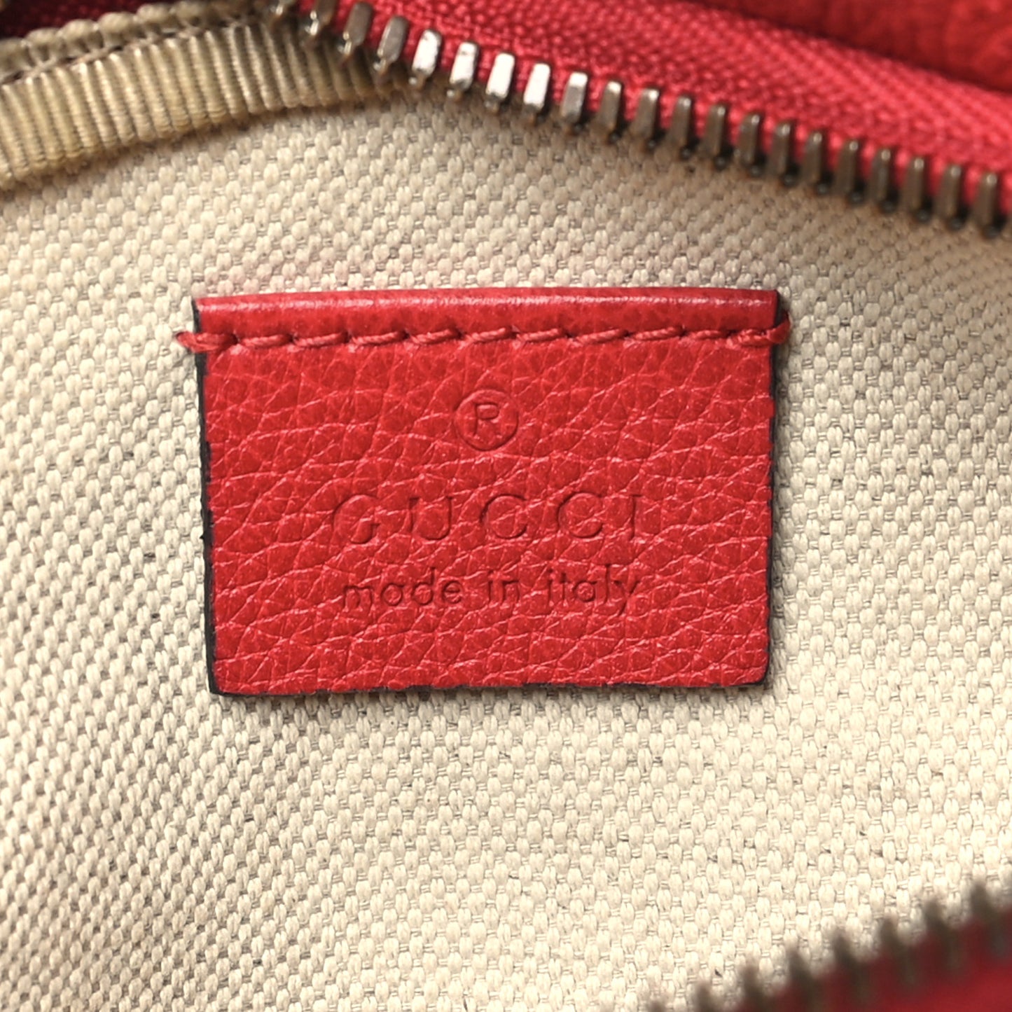 Grained Calfskin Small Logo Belt Bag Hibiscus Red