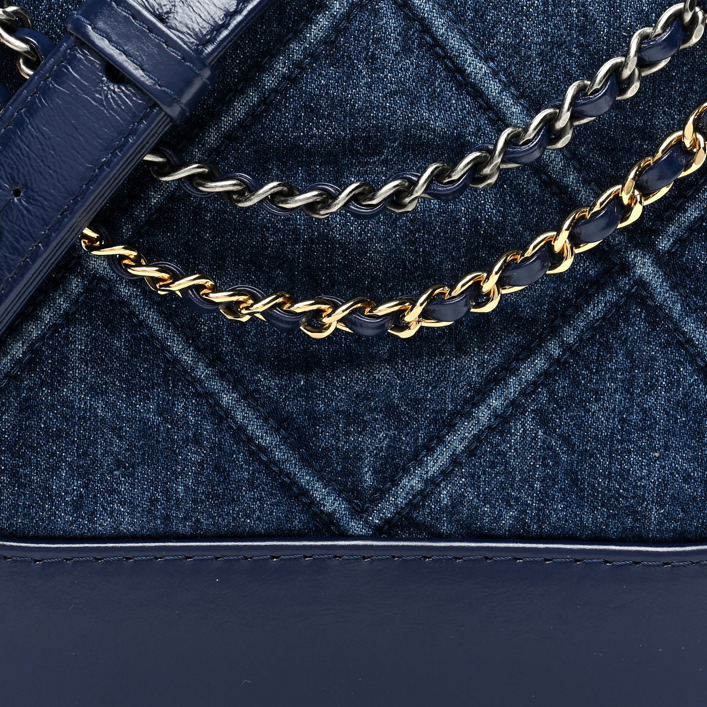 Denim Calfskin Quilted Small Gabrielle Logo Hobo Blue