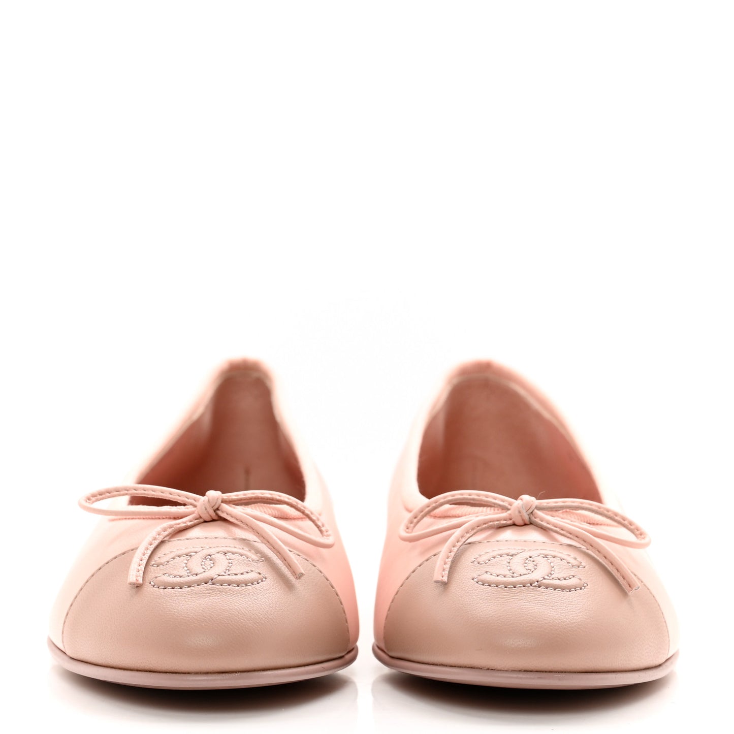 Lambskin Cap Toe CC Ballerina Flats 37 Light Pink Dark Pink