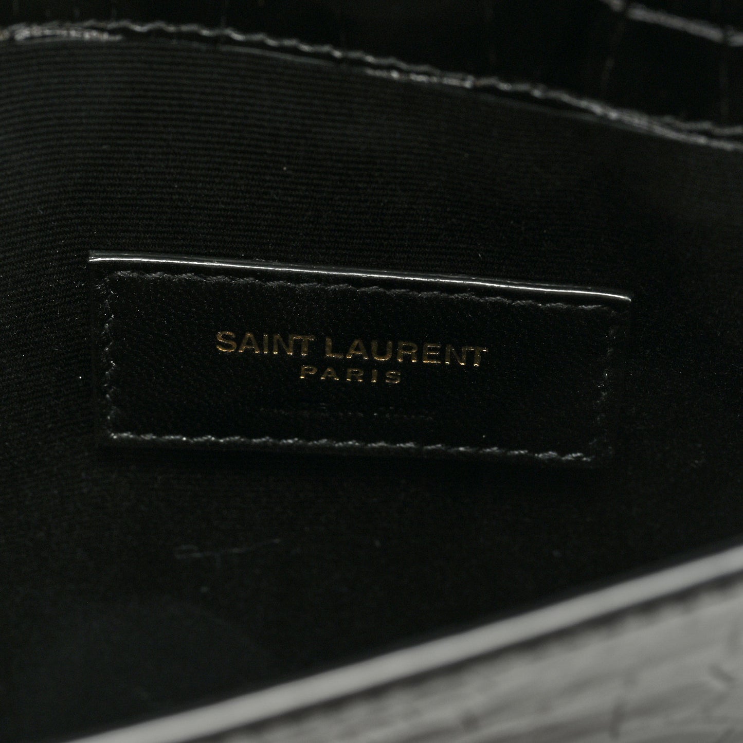 Calfskin Crocodile Embossed Uptown Monogram Pouch Black