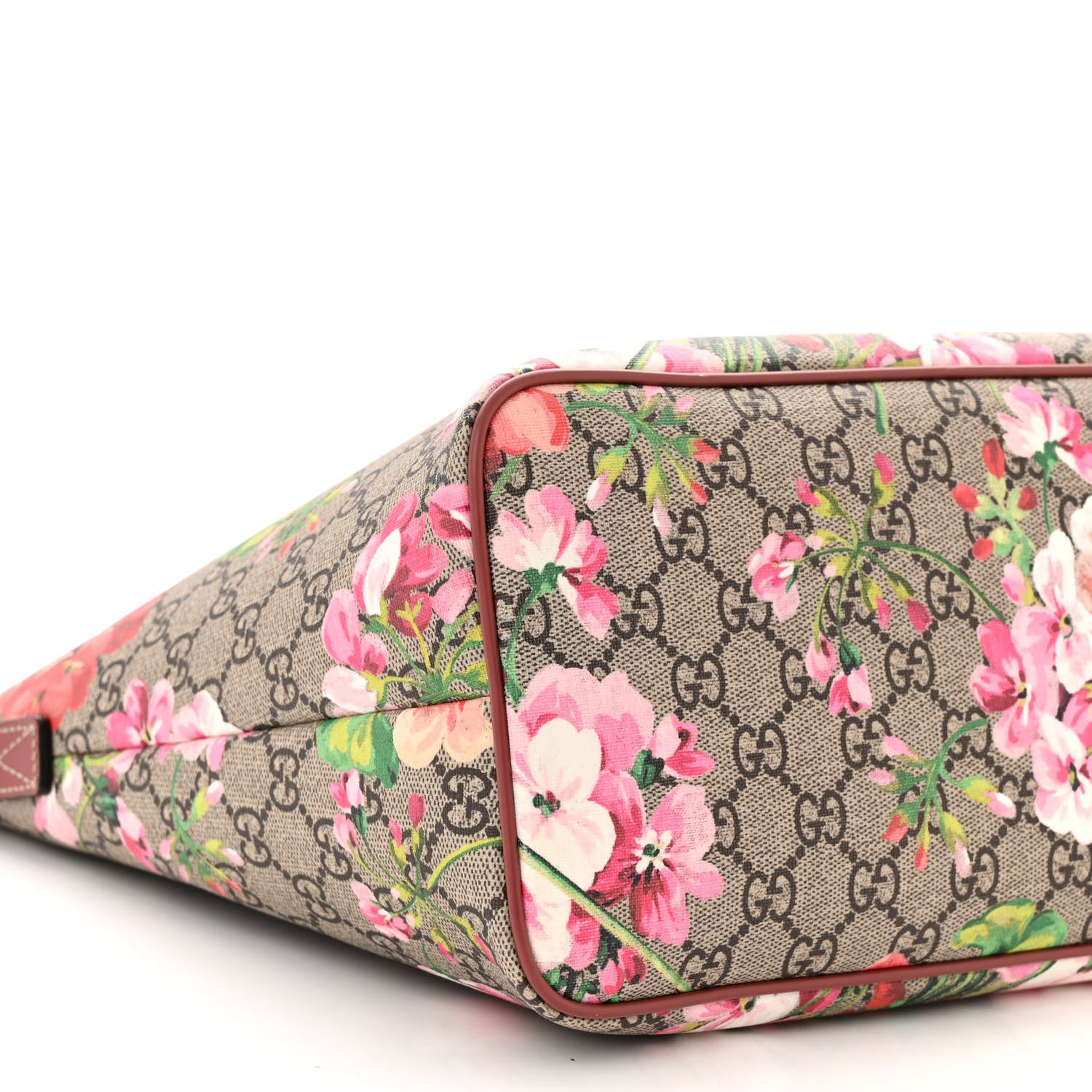 Gucci GG Supreme Monogram Blooms Medium Zippered Tote Beige Multicolor Dry Rose 8 of 9