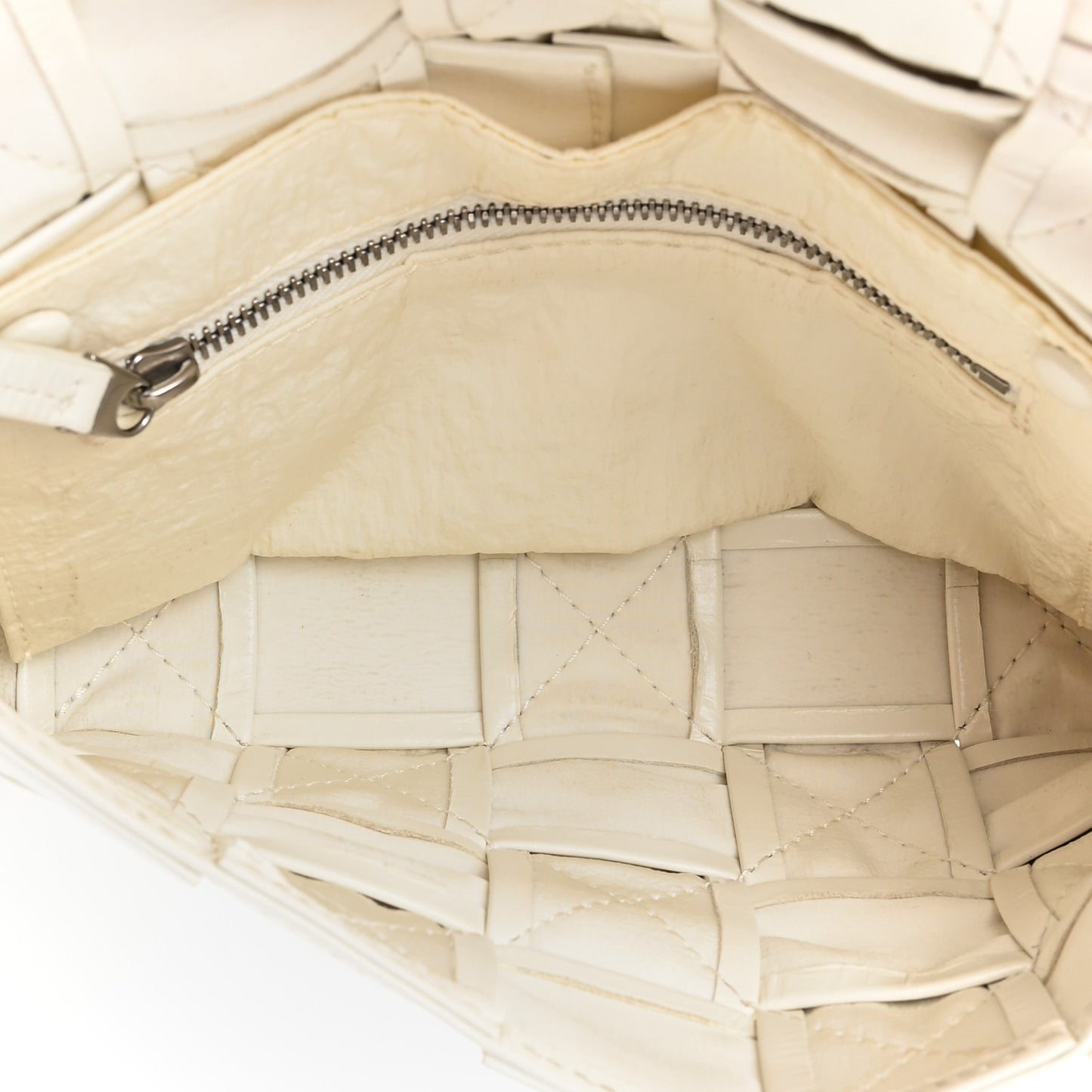 Paper Calfskin Maxi Intreccio Cassette Crossbody Bag White