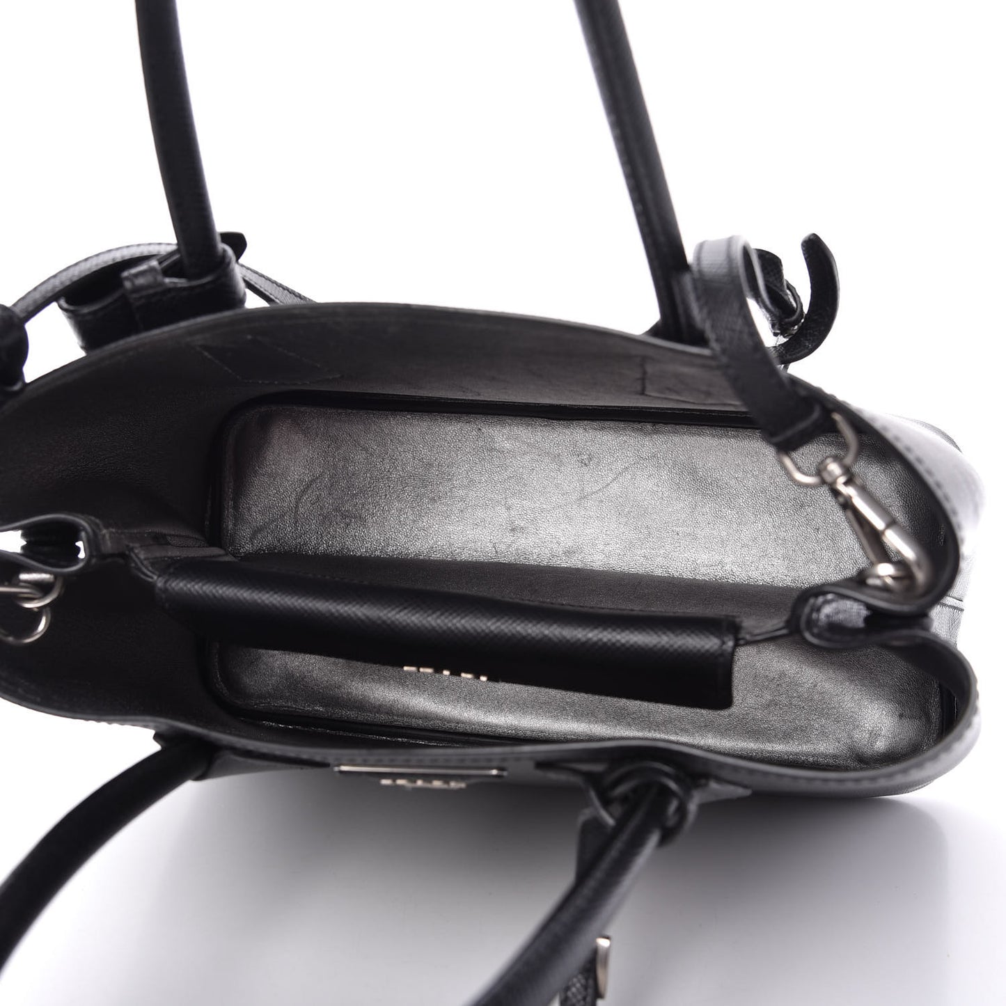 Saffiano Cuir Small Double Bag Black Chrome