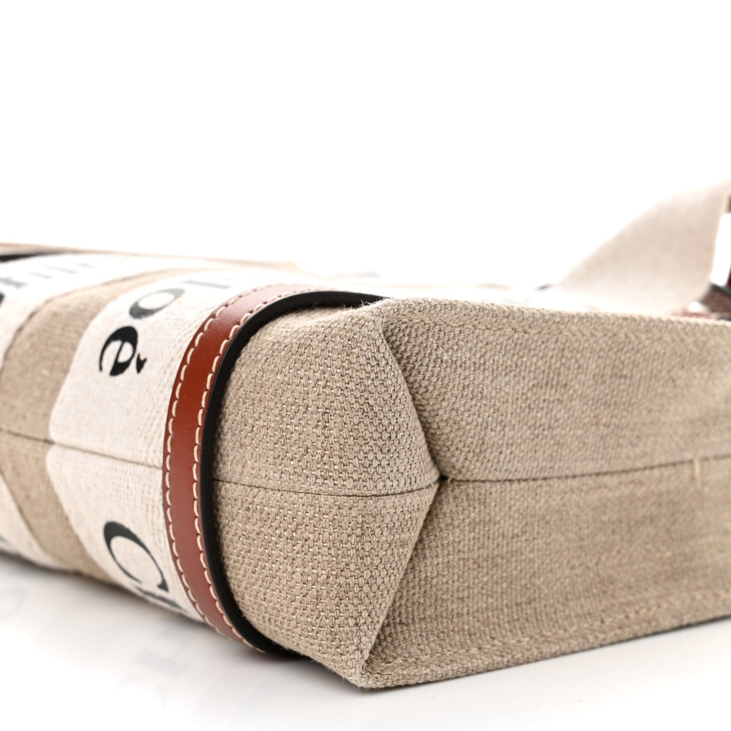Cotton Calfskin Mini Woody Ribbon Tote White Brown