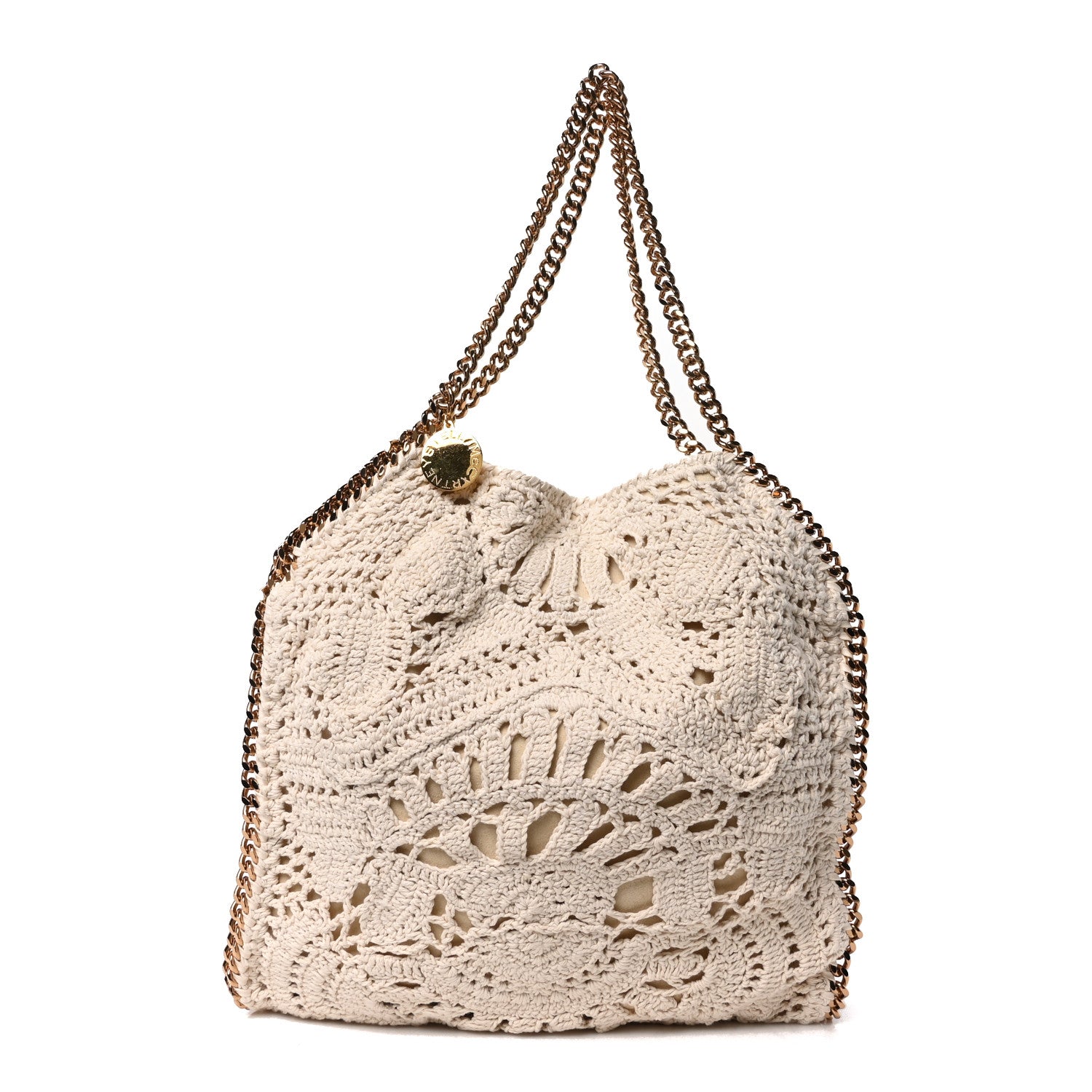Stella McCartney Cotton Crochet Falabella Ajouree Tote Bag White
