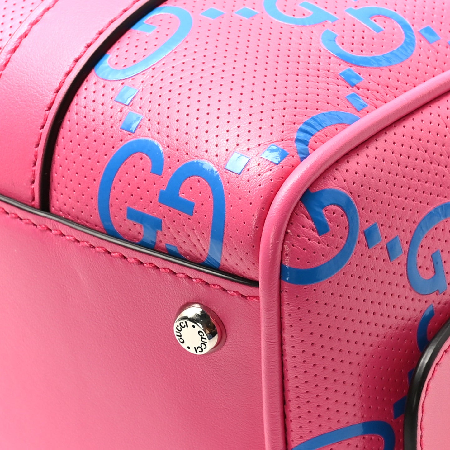 Calfskin GG Tennis Bi-Color Embossed Mini Duffle Bag Modern Fucsia Modern Blue