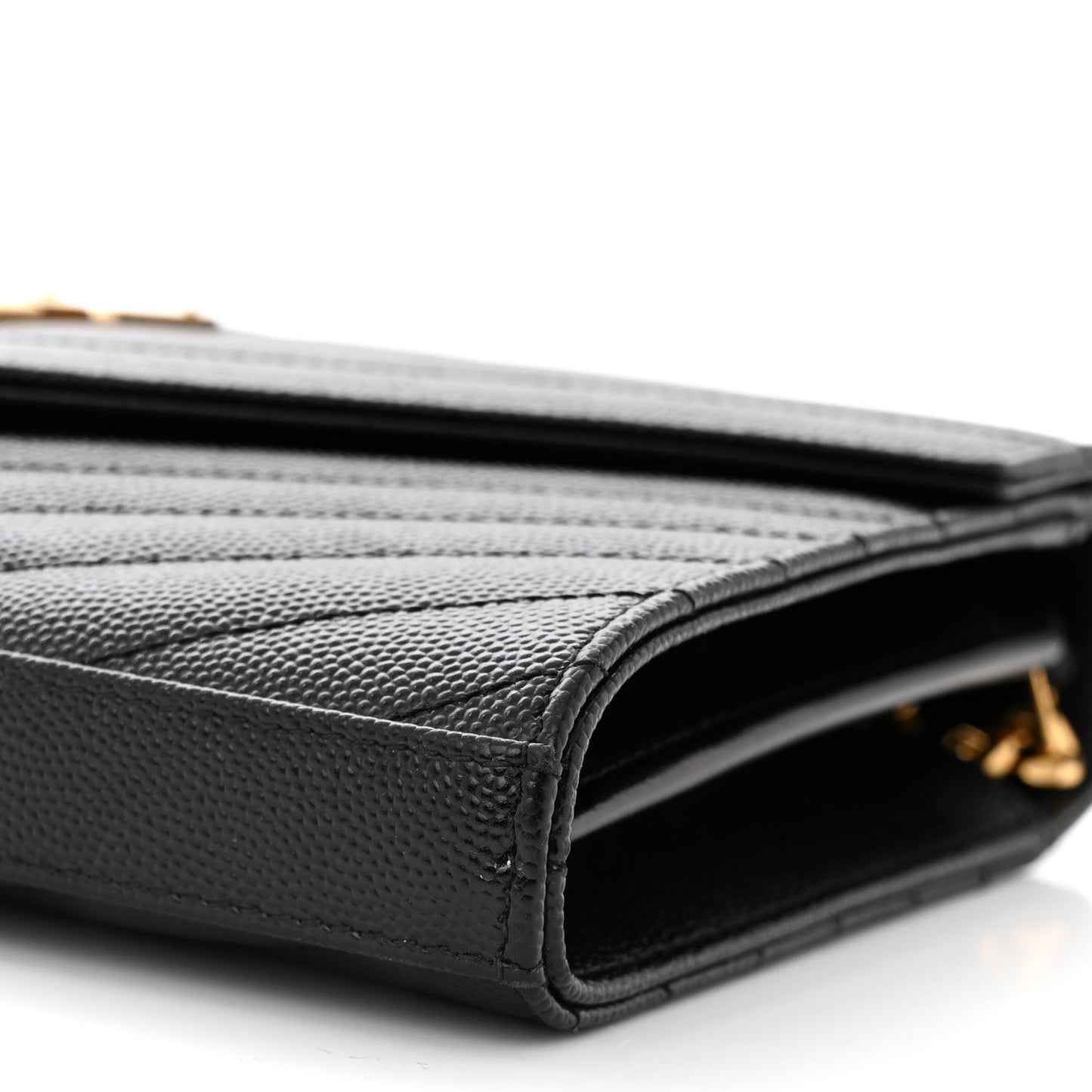 Grain De Poudre Matelasse Chevron Monogram Chain Wallet Black