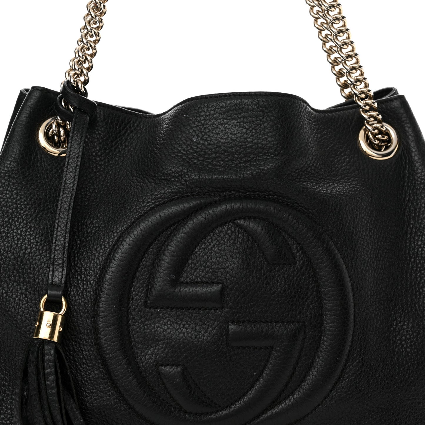 Pebbled Calfskin Medium Soho Chain Shoulder Bag Black