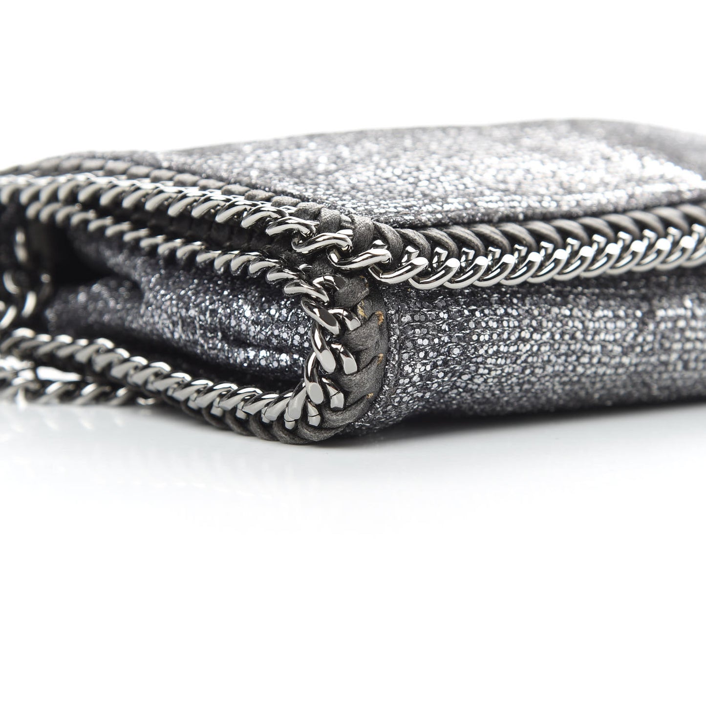 Metallic Woven Raffia Falabella Crossbody Bag Silver
