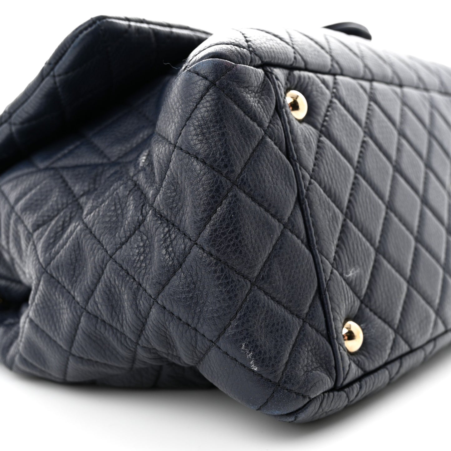 Calfskin Quilted XXL Travel Flap Bag Navy
