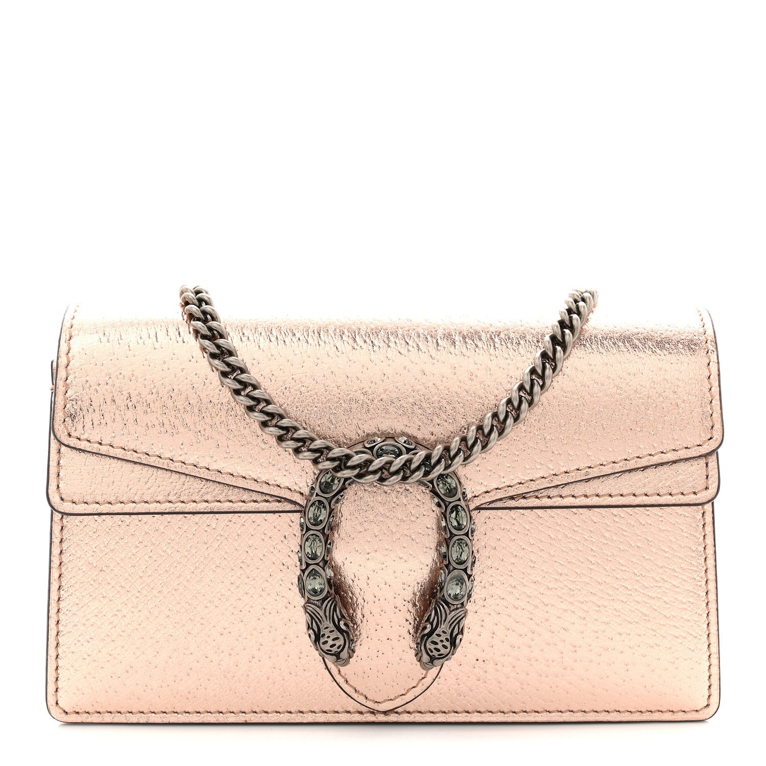 Gucci Metallic Calfskin Super Mini Dionysus Shoulder Bag Rose Gold