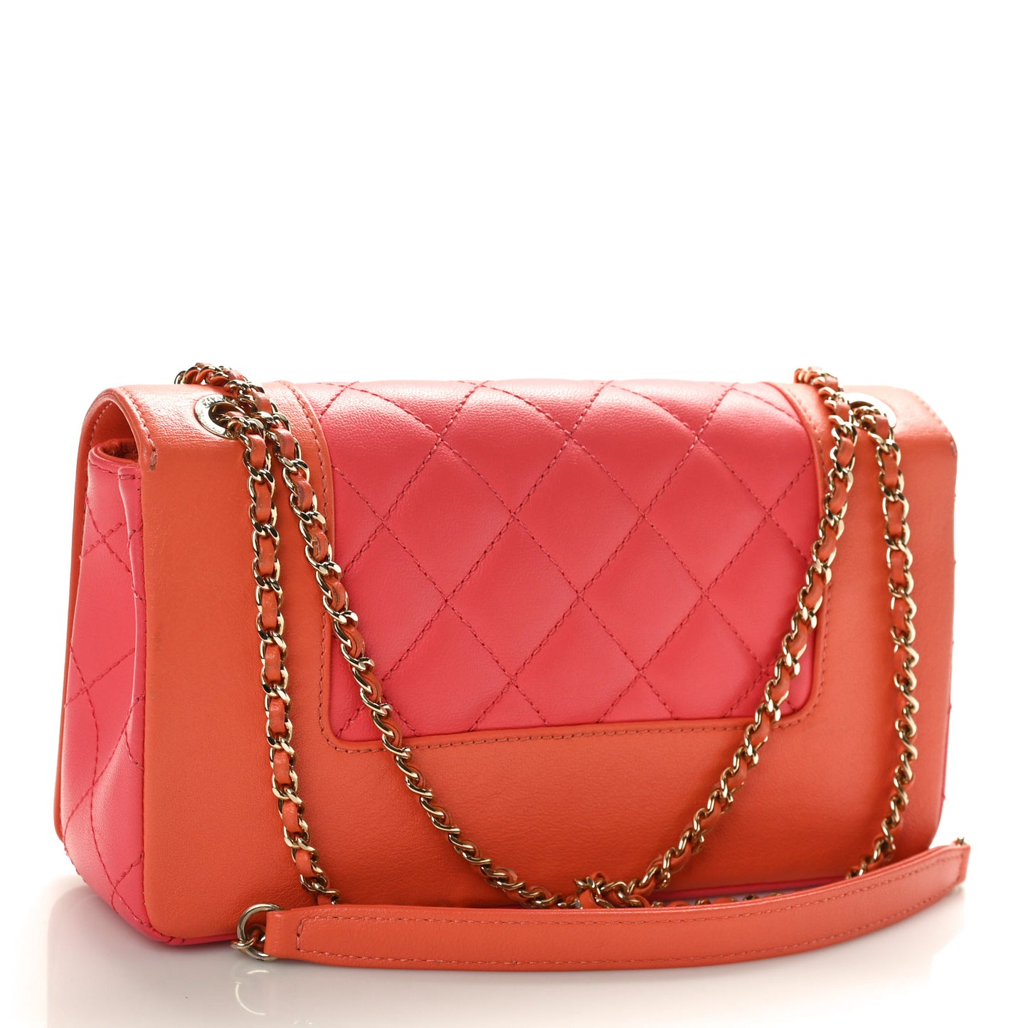 Sheepskin Quilted Medium Vintage Mademoiselle Flap Coral Orange