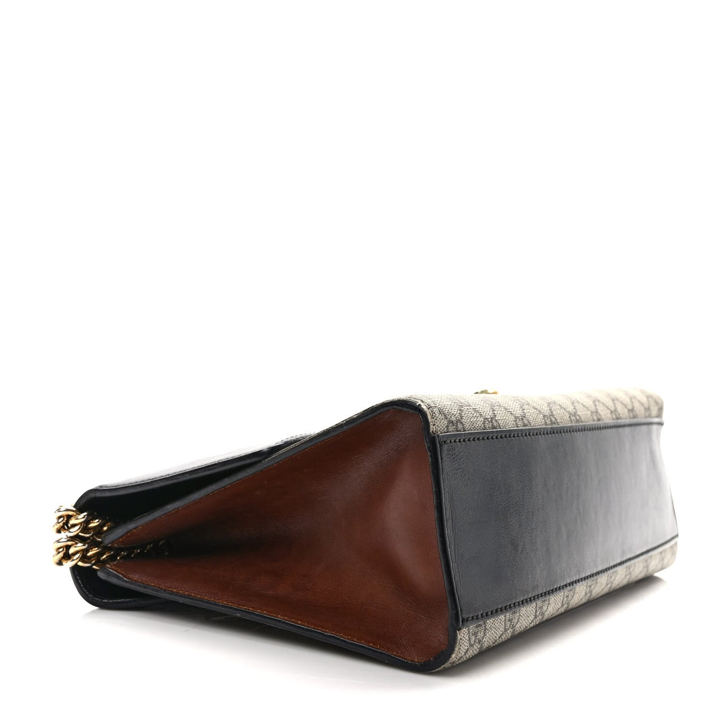 GG Supreme Monogram Calfskin Medium Padlock Shoulder Bag Beige Black Cuir
