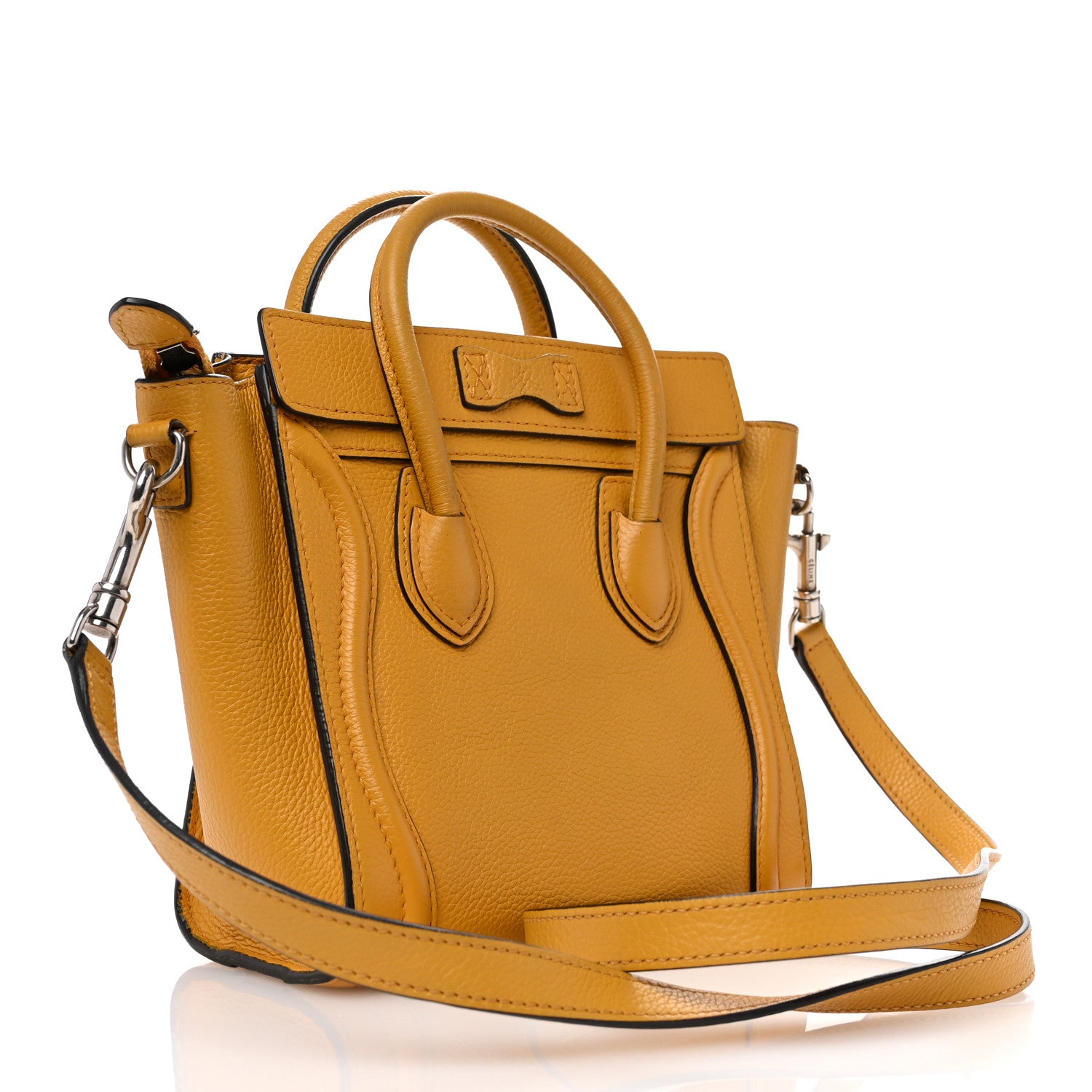 Celine Drummed Calfskin Nano Luggage Ocre 3 of 9