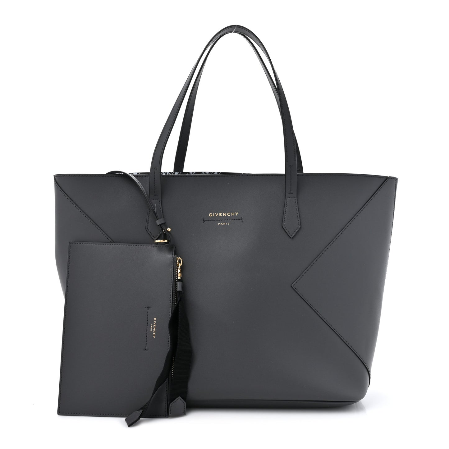 Smooth Calfskin Wing Shopper Tote Grey White