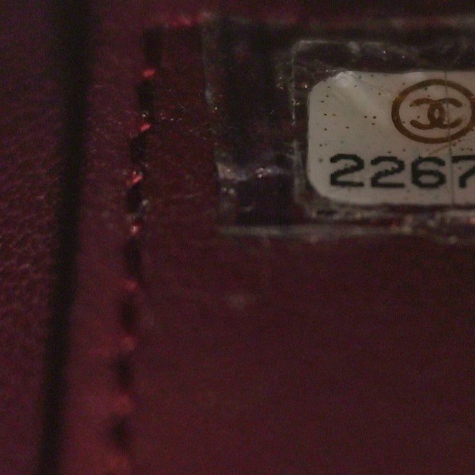 Calfskin Chevron Quilted Medal Flap Burgundy