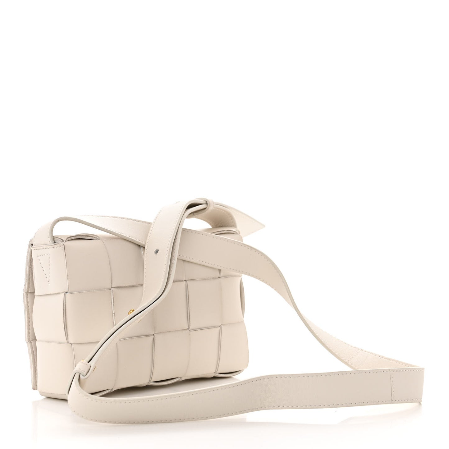 Lambskin Maxi Intrecciato Small Cassette Crossbody Bag White