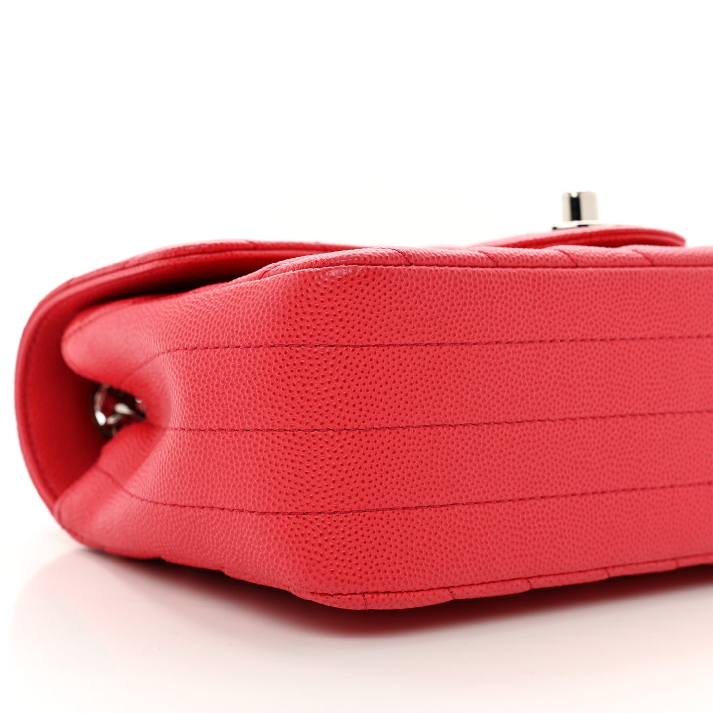 Caviar Chevron Quilted Mini Rectangular Flap Red