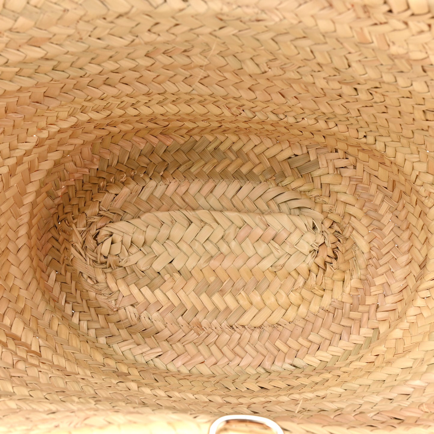 Palm Leaf Smooth Calfskin Medium Sense Basket Caramel