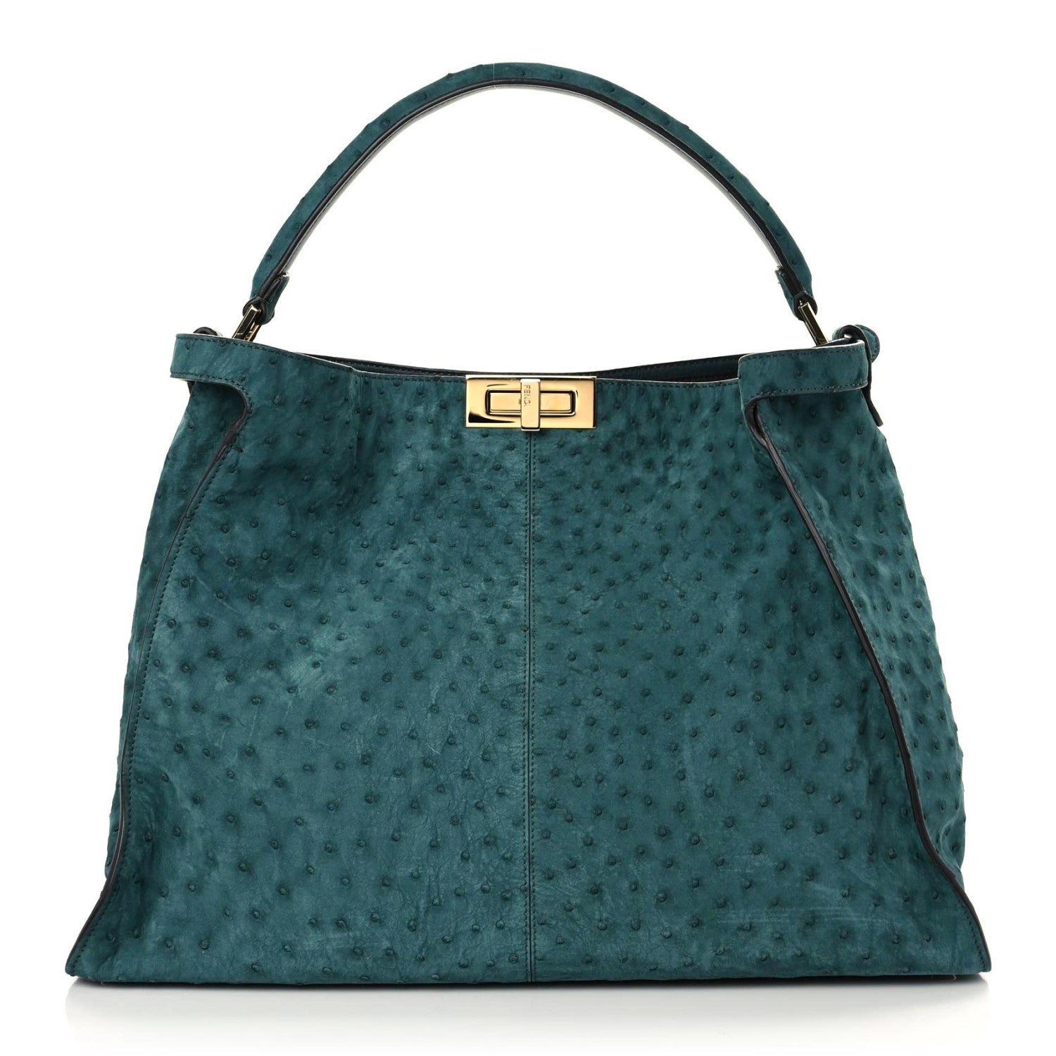 Fendi Ostrich Shiny Nappa Large Peekaboo X-Lite Green 1 of 16