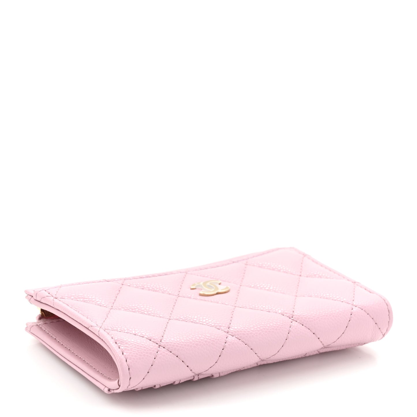 Caviar Quilted CC Zip Around Card Holder Light Pink