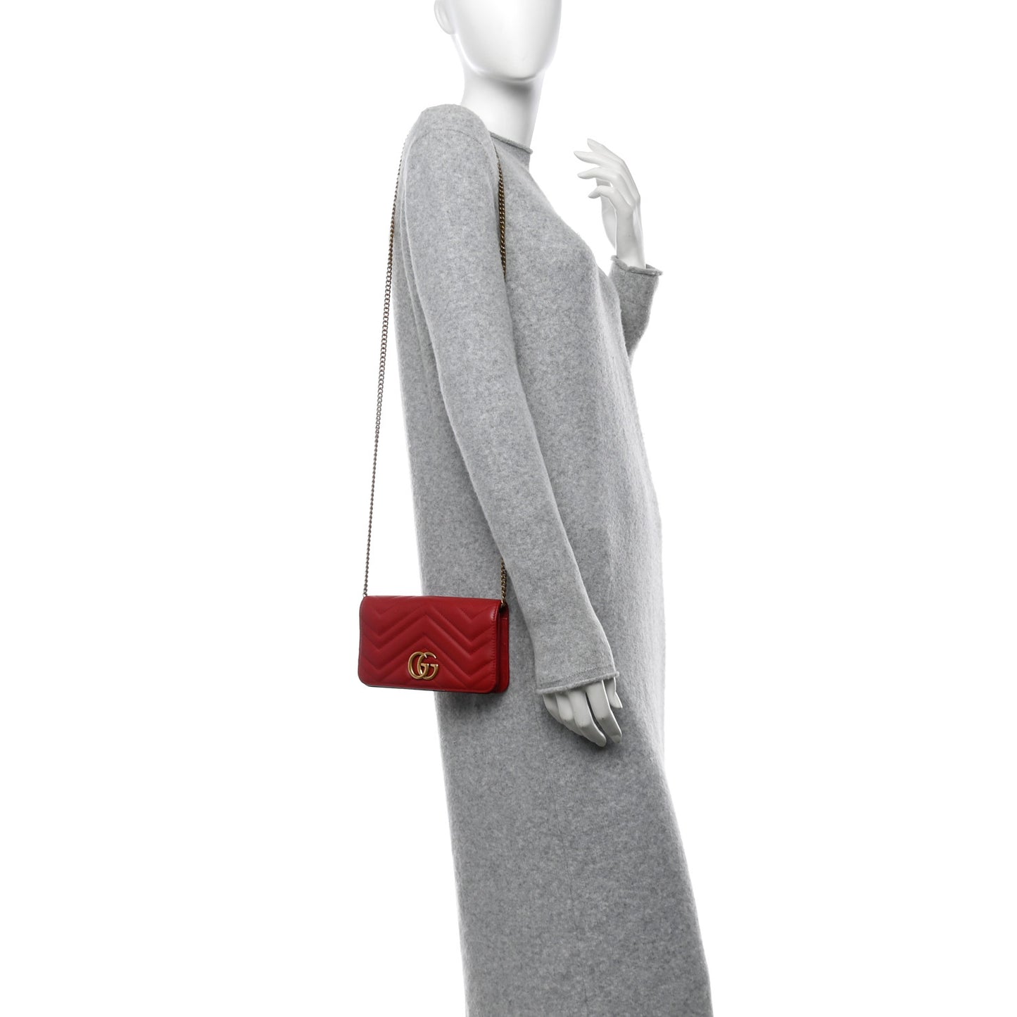 Calfskin Matelasse GG Marmont Mini Bag Hibiscus Red