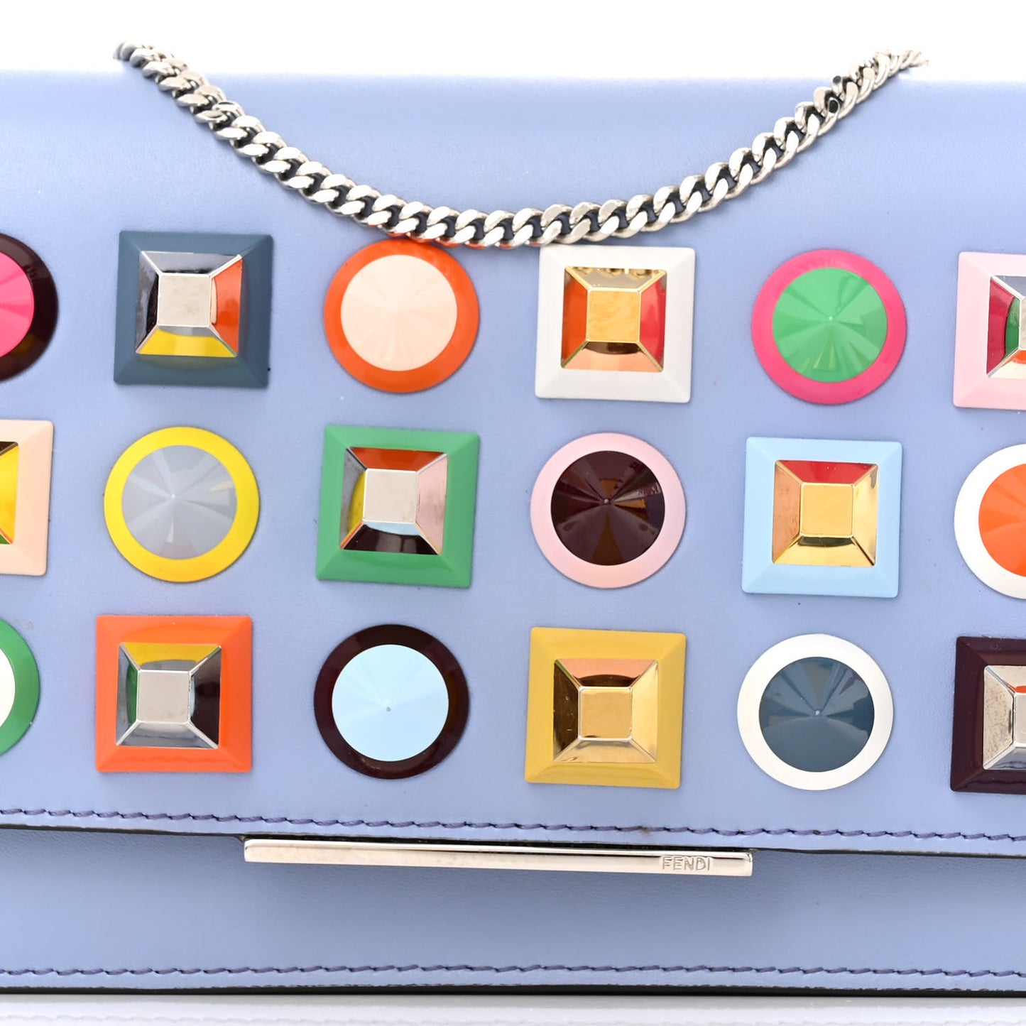 Vitello Dolce Studded Tube Wallet On Chain Ardesia Multicolor