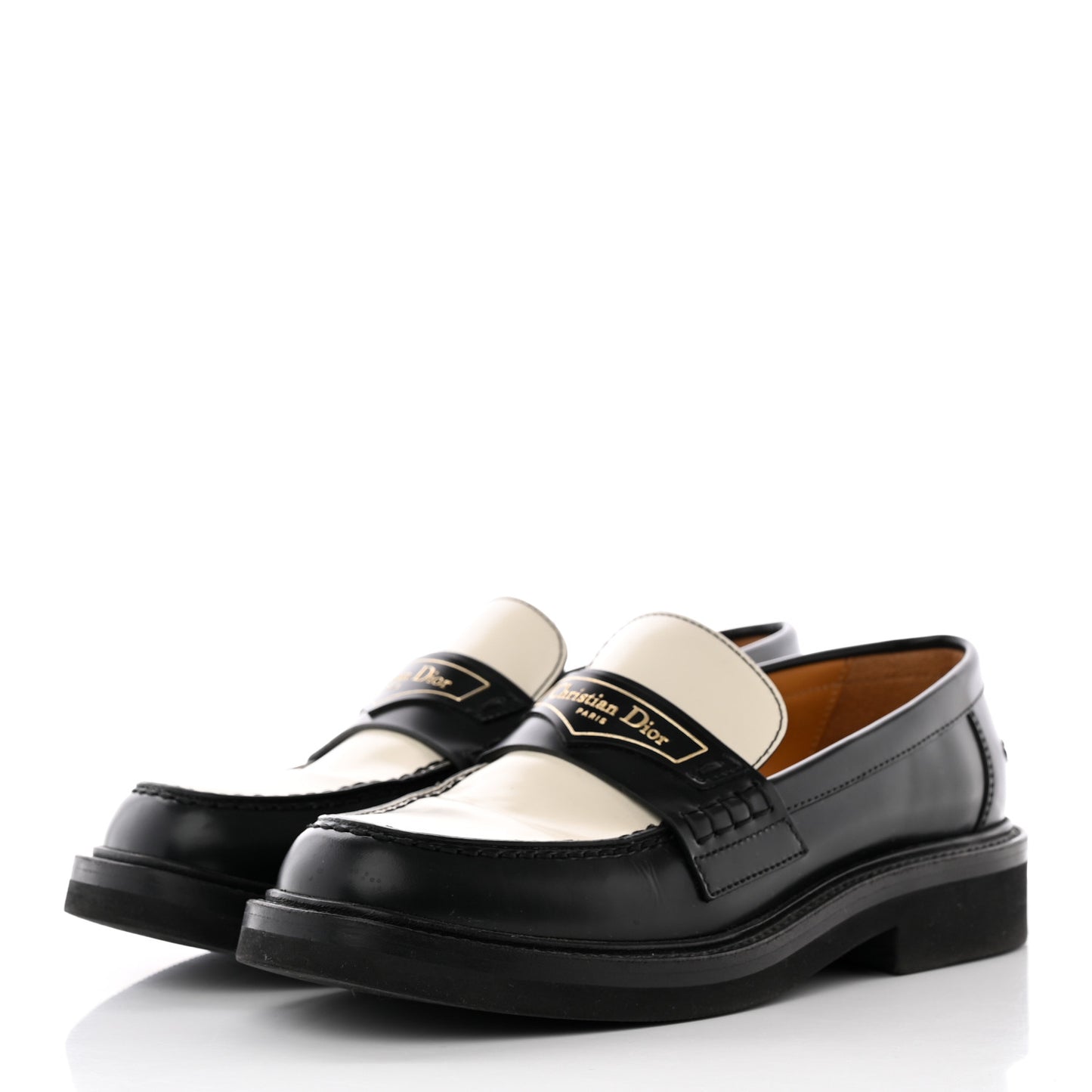 Brushed Calfskin Boy Loafers 35.5 Black White