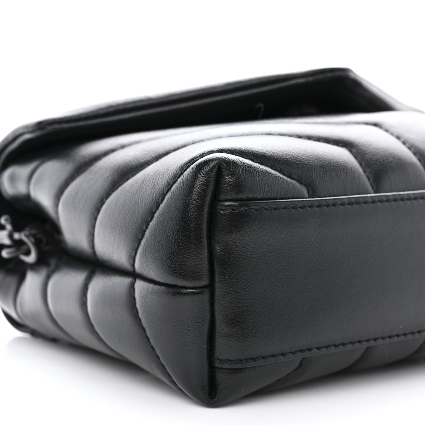 Calfskin Y Quilted Monogram Monochrome Toy Loulou Crossbody Bag Black